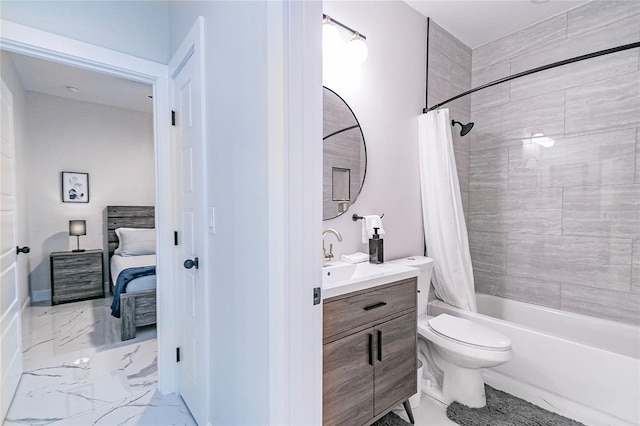 full bathroom featuring toilet, vanity, and shower / bath combo