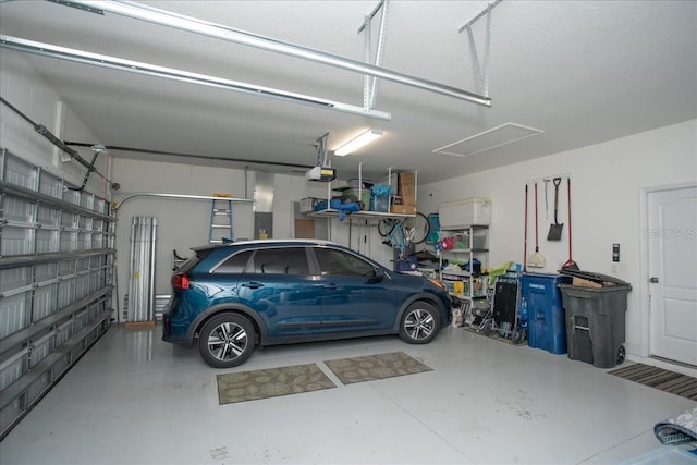 garage with a garage door opener