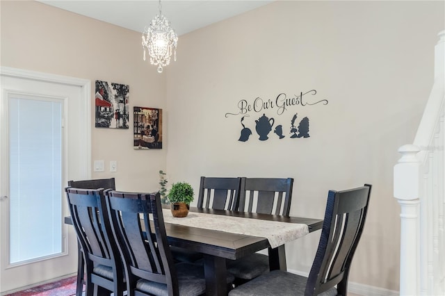 dining area with a chandelier