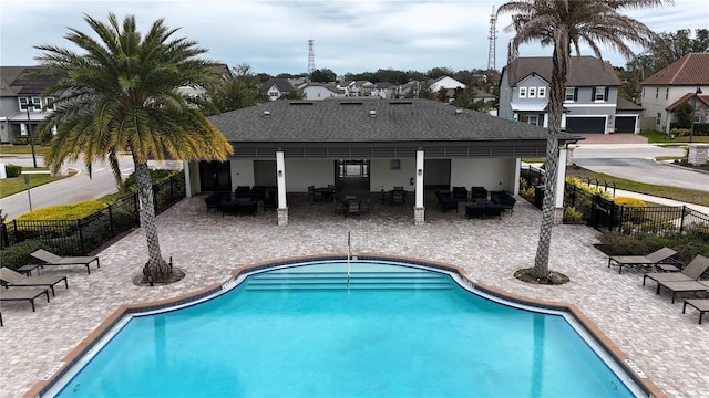 view of pool featuring an outdoor hangout area and a patio