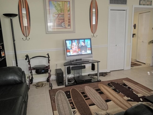 view of tiled living room