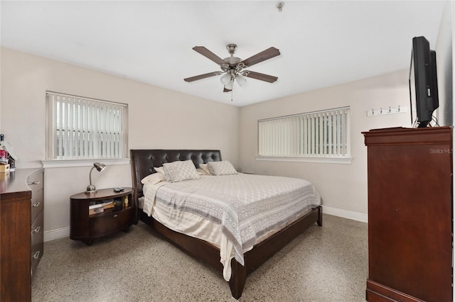 bedroom featuring ceiling fan