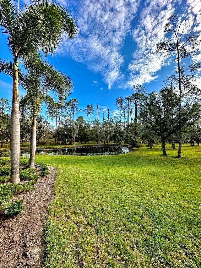 view of home's community featuring a yard and a water view