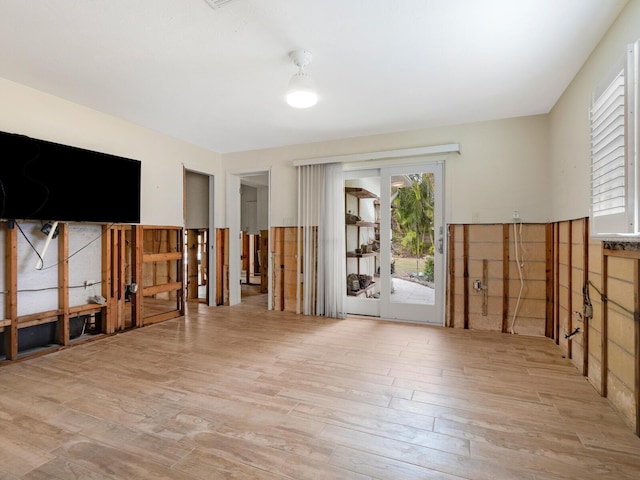 interior space with light hardwood / wood-style flooring