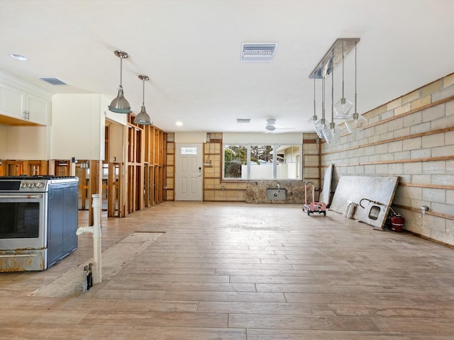 living room with light wood-type flooring