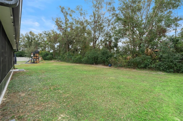 view of yard featuring a playground