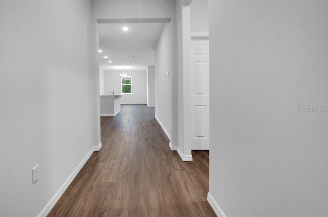 hall featuring dark hardwood / wood-style flooring