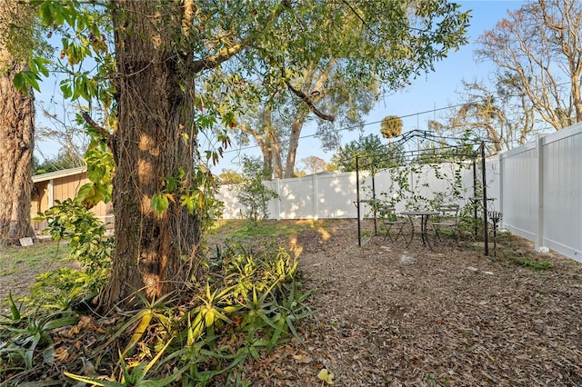 view of yard featuring a fenced backyard