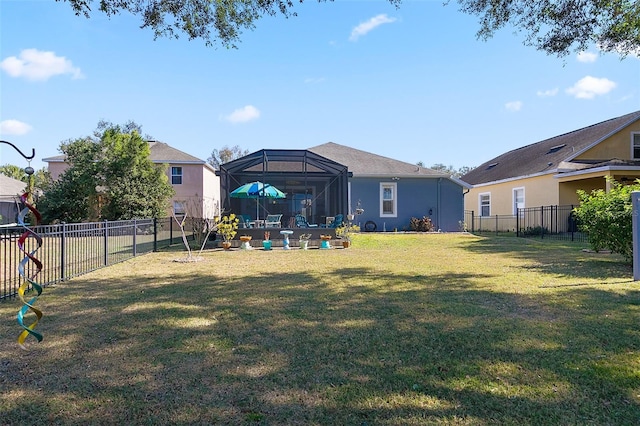 view of yard featuring a lanai