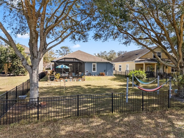 view of yard featuring a lanai