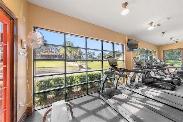 gym with a wealth of natural light