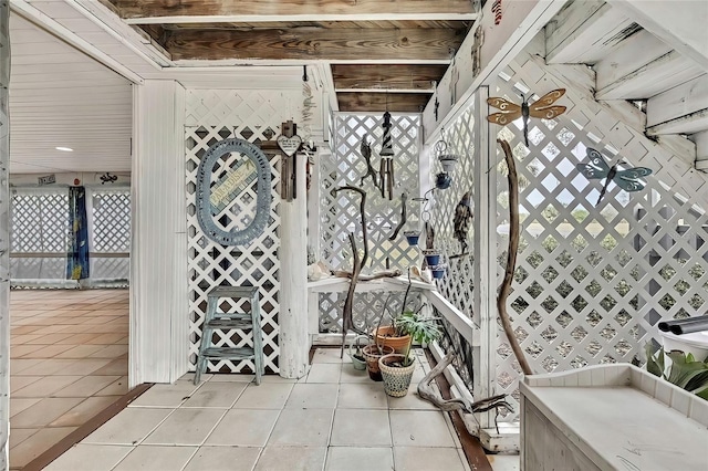 bathroom with tile patterned floors