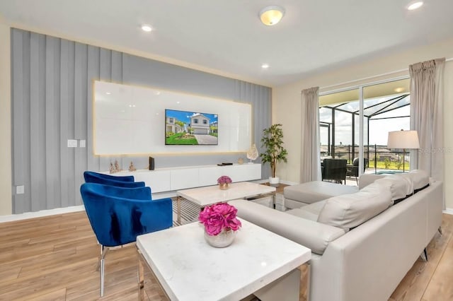 living room featuring light hardwood / wood-style floors