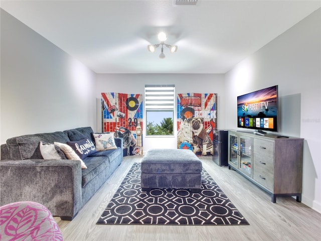 living room featuring light hardwood / wood-style flooring