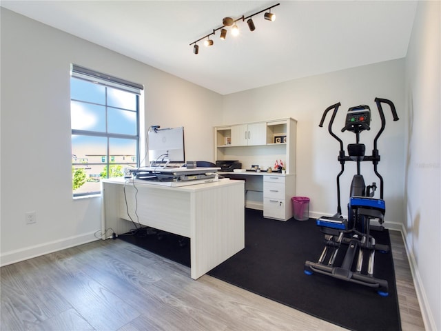 home office featuring light hardwood / wood-style flooring