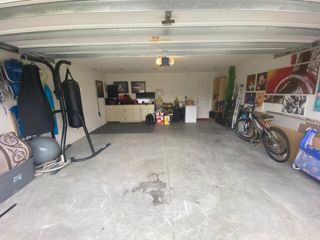 garage with a garage door opener