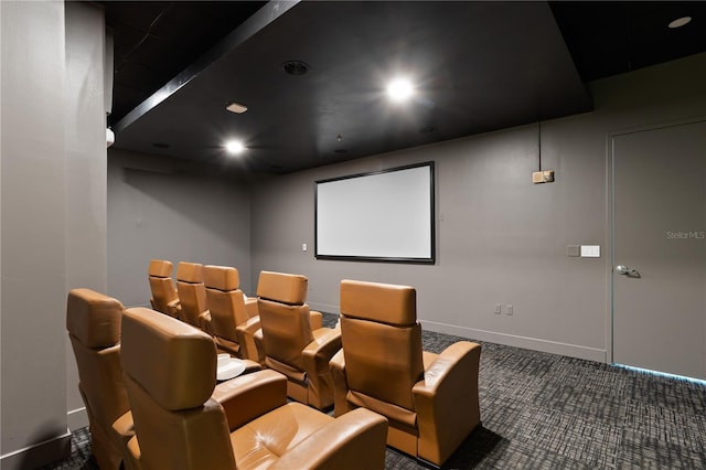 view of carpeted home theater room