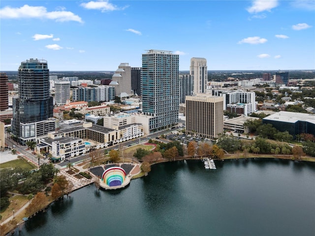 view of city with a water view