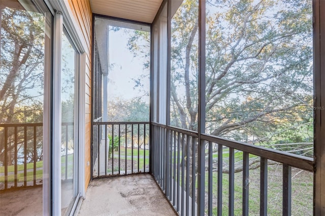 view of unfurnished sunroom