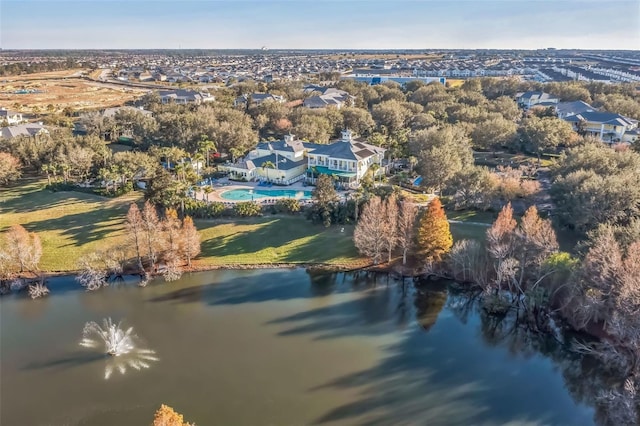 bird's eye view featuring a water view