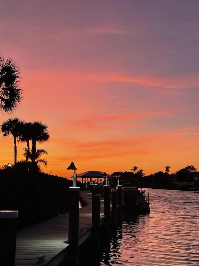 dock area featuring a water view