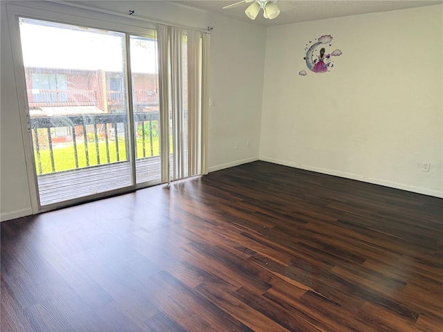 5123 Picadilly Circus Ct Unit 2, Orlando, FL 32839 - empty room with dark wood-style floors, ceiling fan, and baseboards