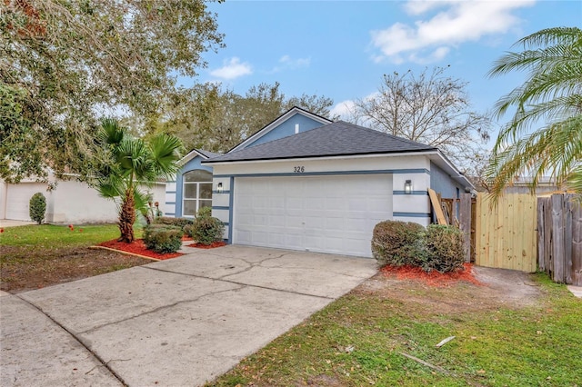 exterior space with a garage