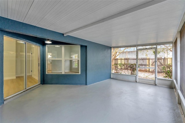 view of unfurnished sunroom