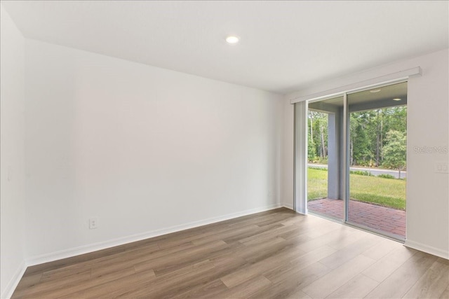 spare room featuring wood-type flooring