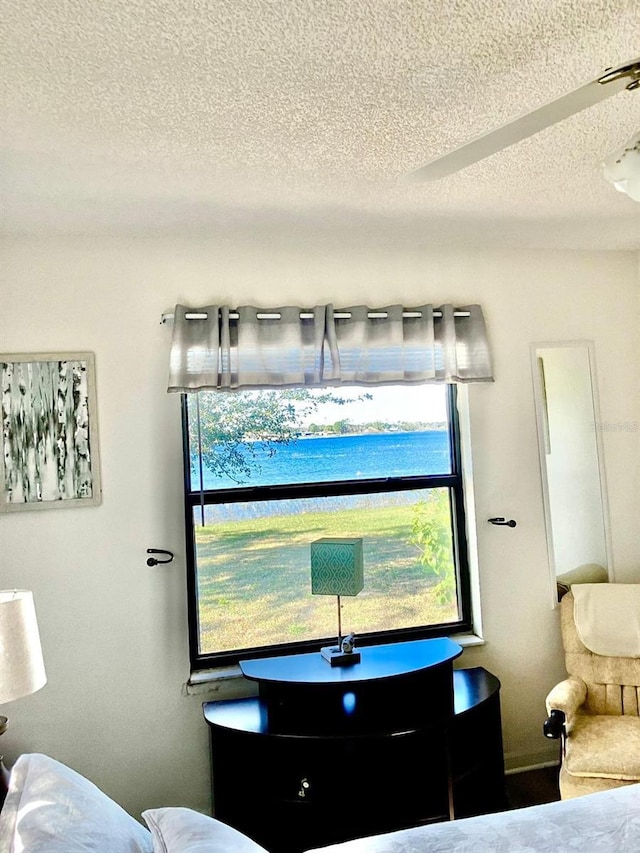 bedroom with a textured ceiling