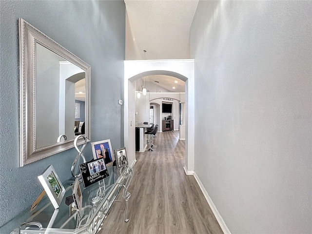 hall featuring wood-type flooring