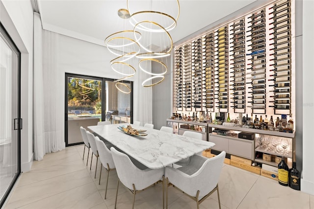 dining room featuring a chandelier