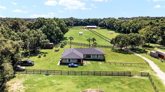 bird's eye view with a rural view