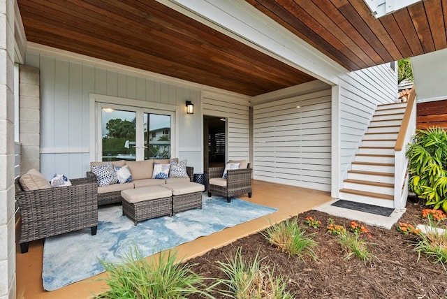 view of patio featuring an outdoor hangout area