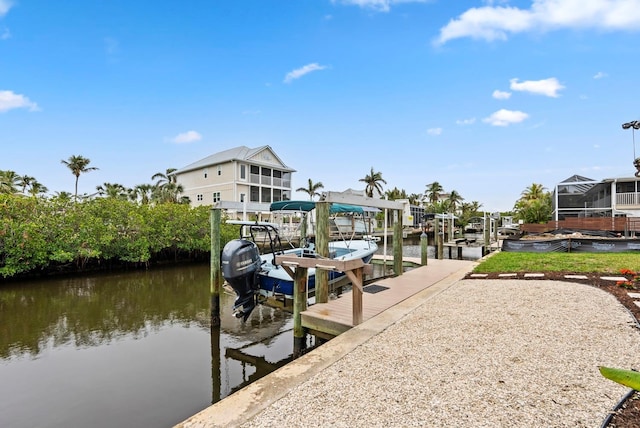 dock area featuring a water view