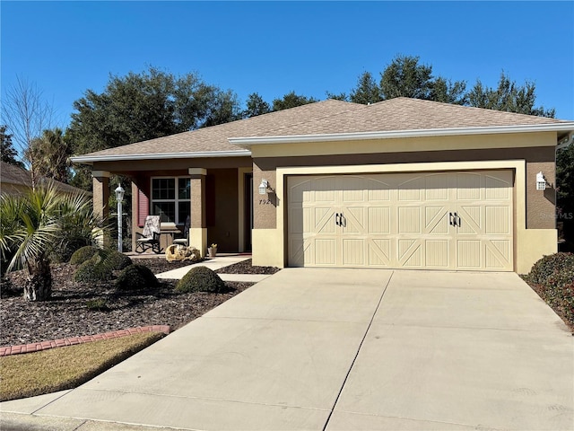 single story home with a garage