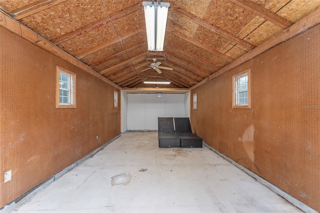 storage room with ceiling fan