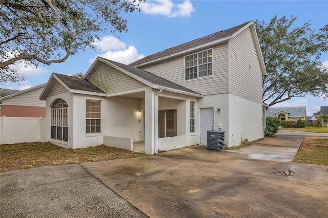 view of front of house with central AC unit