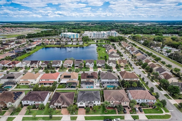 bird's eye view featuring a water view