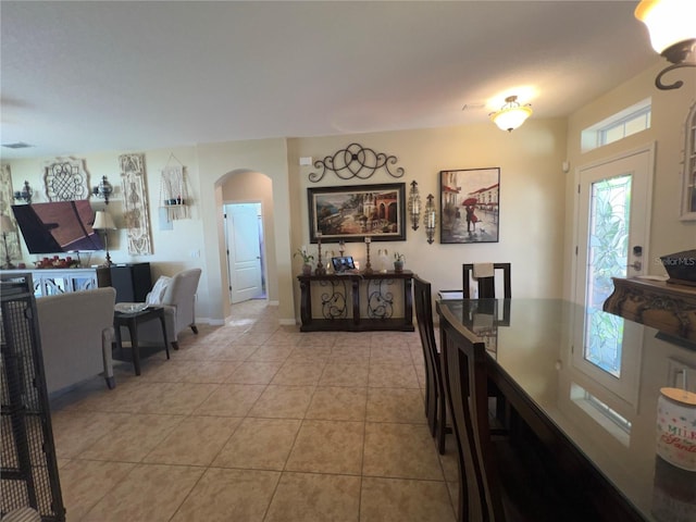 view of tiled dining room