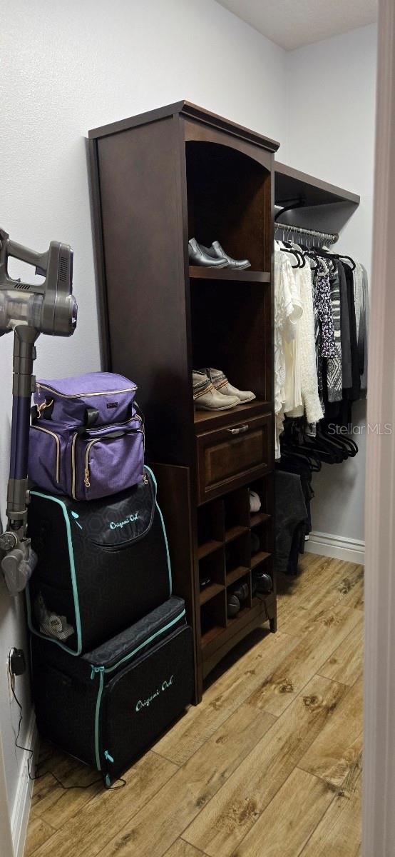 spacious closet with light wood-type flooring