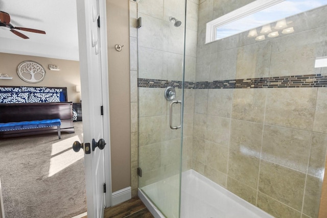 bathroom with an enclosed shower