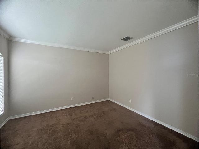 carpeted spare room with a wealth of natural light and ornamental molding