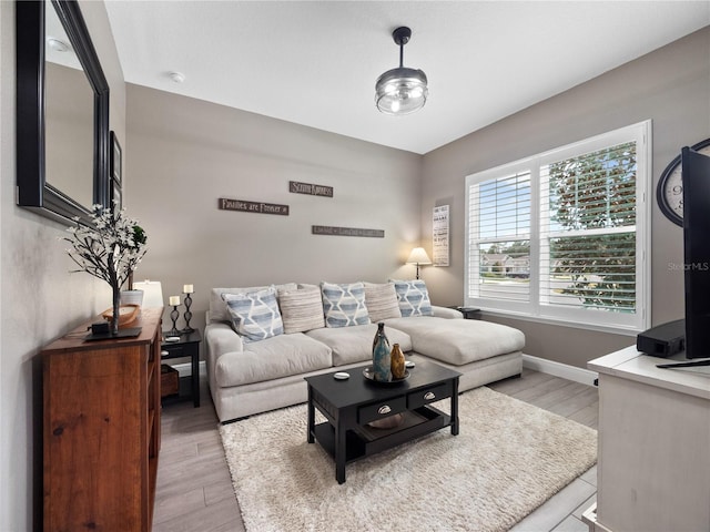 living room featuring light hardwood / wood-style flooring