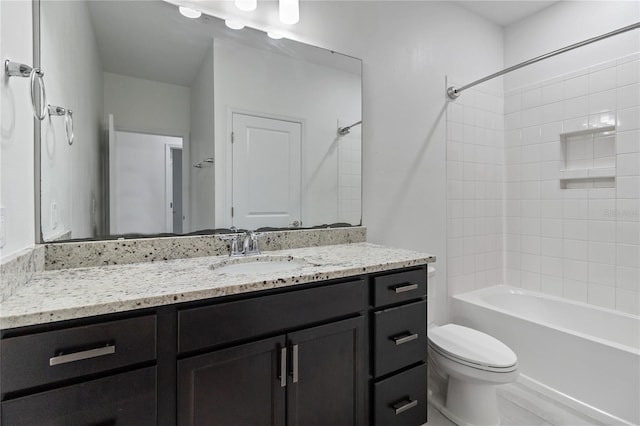 full bathroom with toilet, vanity, and shower / bathing tub combination