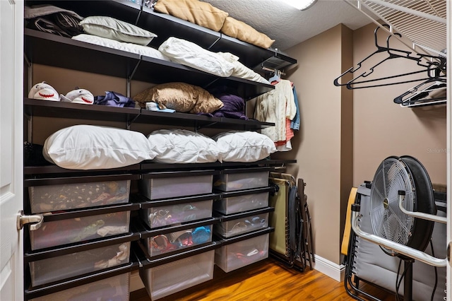 walk in closet featuring wood-type flooring