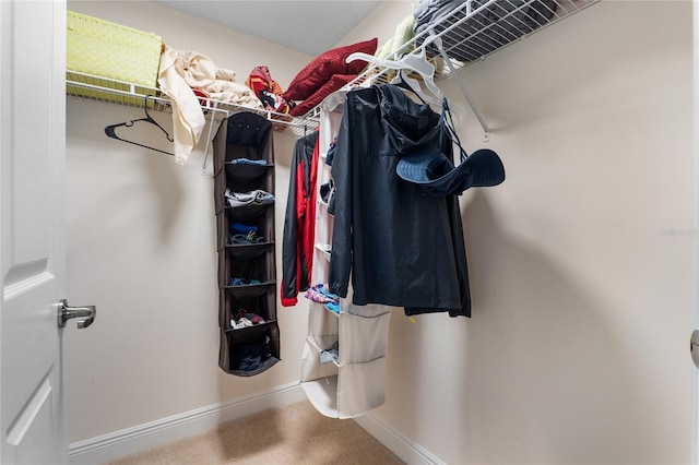 walk in closet featuring carpet