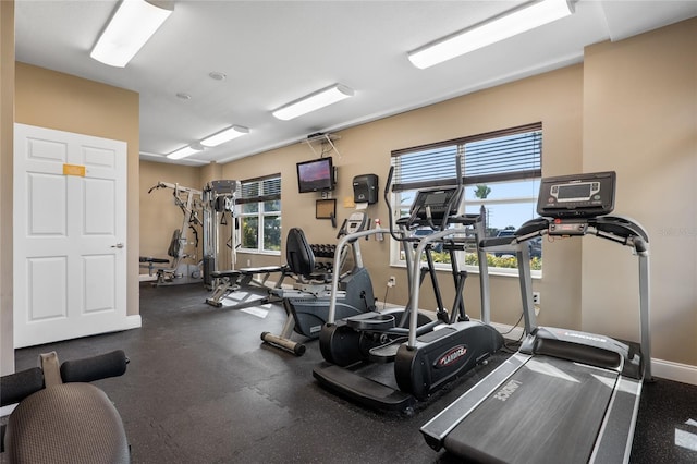 gym with a wealth of natural light