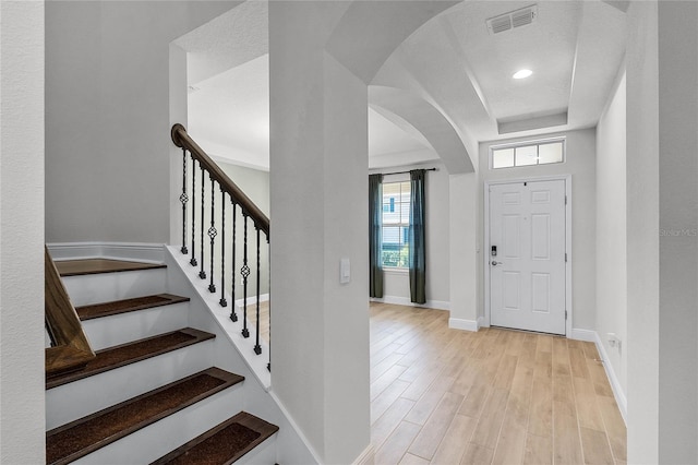 foyer with light hardwood / wood-style flooring