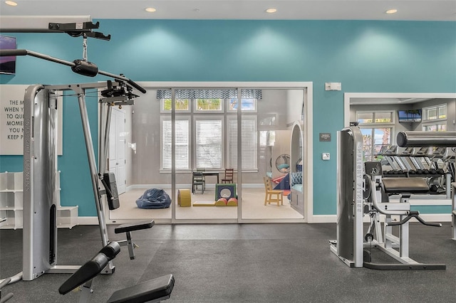 exercise room with plenty of natural light